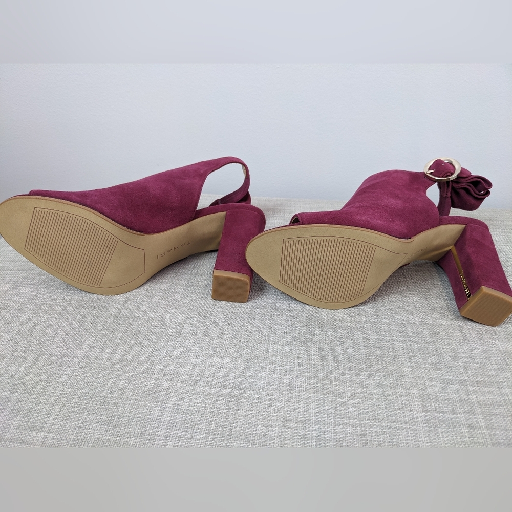 Tahari, Kappy 1, 7.5M, Peep-toe, Sling Back, Ankle bootie, 3.5" heel, Burgundy - Picture 3 of 11